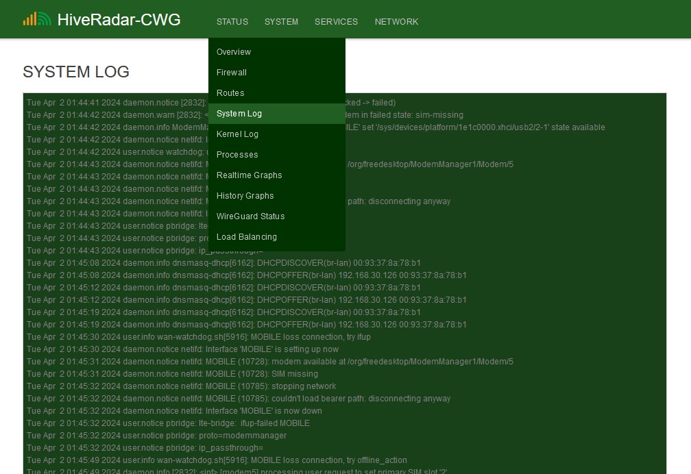 System Log